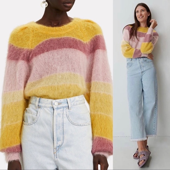 Isabel Marant Etoile Daniel Striped Mohair Blend Sweater Jumper Size 44 - Picture 2 of 11